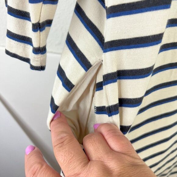 Marine Layer Gigi Long Sleeve Crew Neck Dress Small Ivory Navy Black W/Pockets - Picture 9 of 12